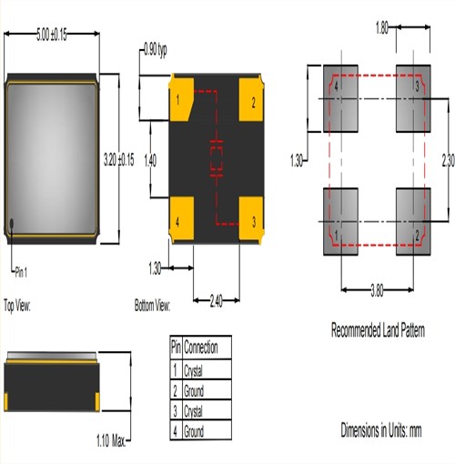 AE132,5032mm,AE-132-A-2-2070-3-20-40M0000,Anderson貼片晶體,40MHZ